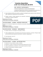 Vacantes 12 Al 18 de Junio de 2018