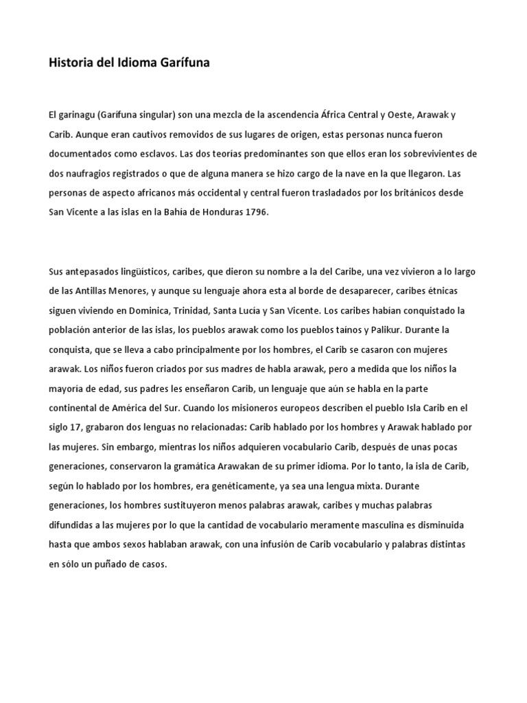 Historia Del Idioma Garífuna | PDF | Vegetales | Carne