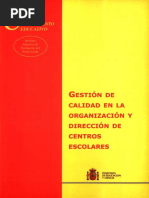 Gestión de Calidad en La Organización y Dirección de Centros Escolares