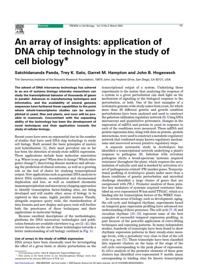 DNA Chip Applications in Cell Biology | PDF | Gene Expression | Dna ...
