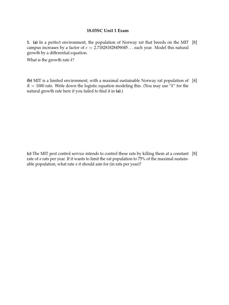 MIT Differential Equations Exam Guide | PDF | Equations | Trigonometric ...