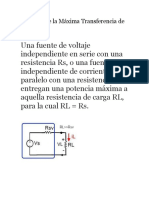 Teorema de La Máxima Transferencia de Potencia