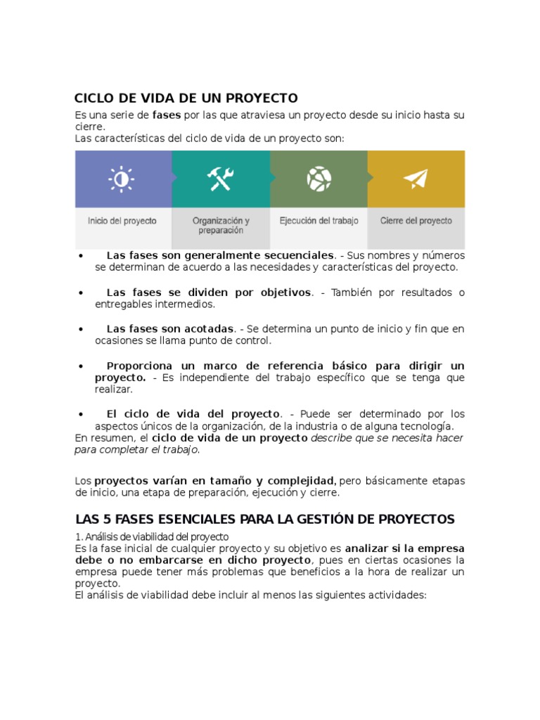 Fases del Ciclo de Vida de un Proyecto | PDF | Proceso de desarrollo de ...