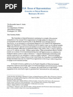 House Natural Resources Committee letter to DOD