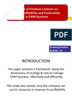 Impact of Purchase Contract On Firms' Profitability and Productivity in EXIM Business