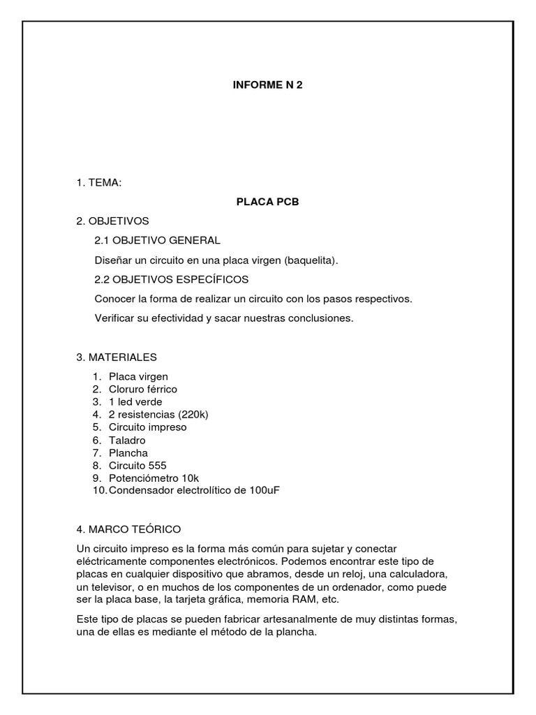 efectivo Avanzado Industrial Informe N 1 | PDF | Placa de circuito impreso | Naturaleza