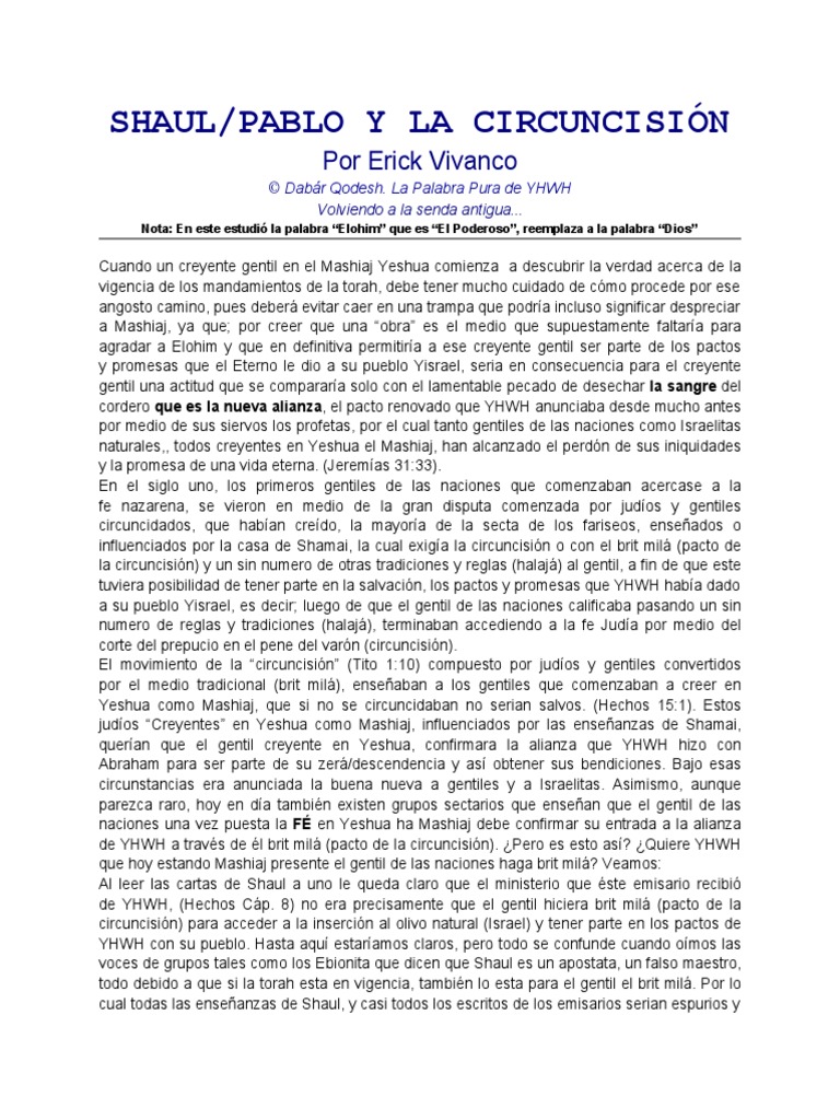 Shaul Pablo y La Circuncision PDF | PDF