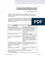 Differences Between Summarizing and Synthesizing Information