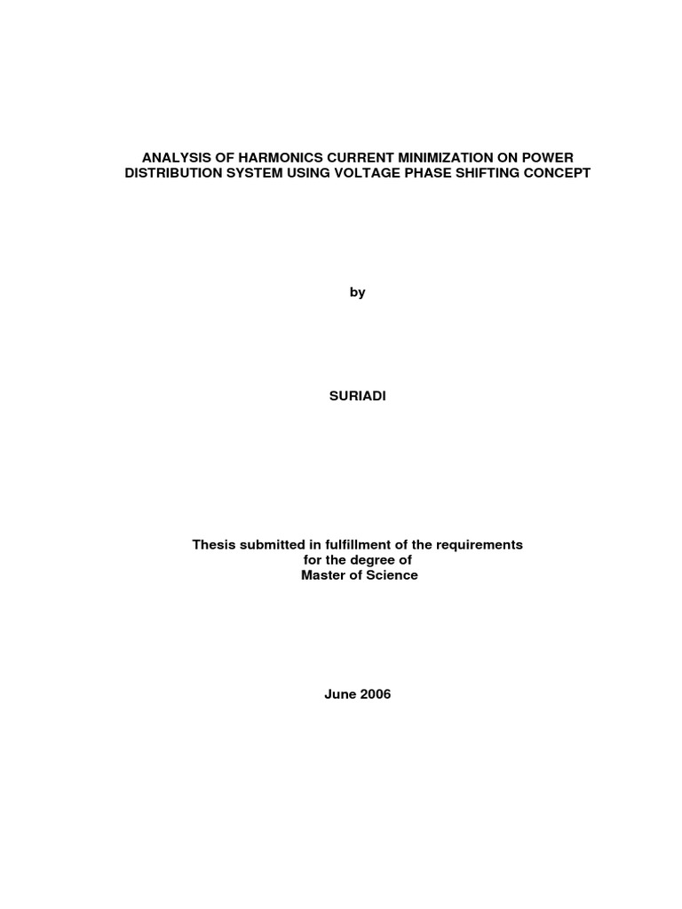 Analysis of Harmonics Current Minimization On Power Distribution System ...