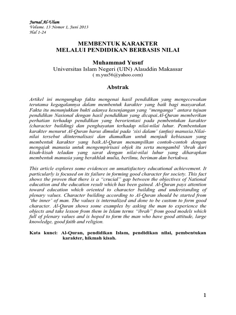 Jurnal Pendidikan Agama Jurnal Pendidikan Nilai