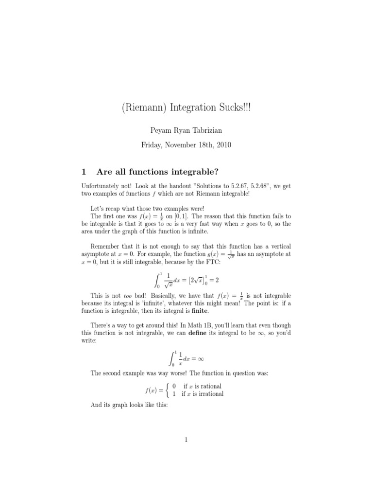 Integration Sucks Lebesgue Integration Integral