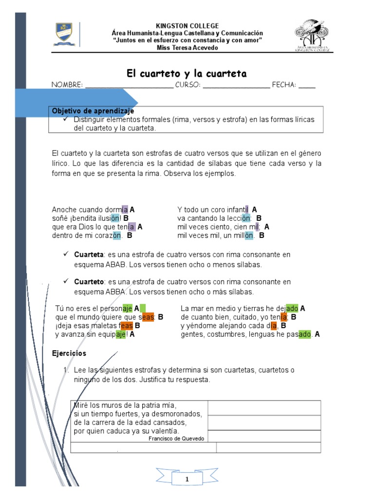 CUARTETO Y CUARTETA QUINTO BÁSICO.doc Rima