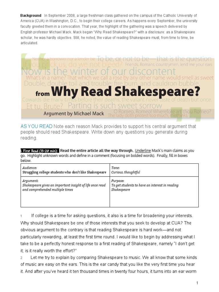 Why Students Should Read Shakespeare | PDF | Macbeth | Rhetoric