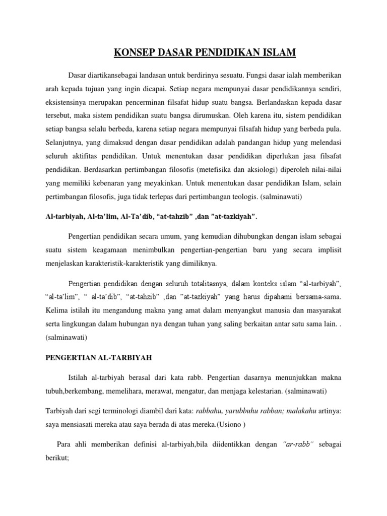 Konsep Dasar Pendidikan Islam