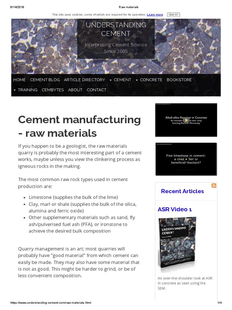 Raw Materials Cement Manufacturing Cement Concrete