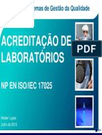 Sistemas de Gestão da Qualidade e Acreditação de Laboratórios