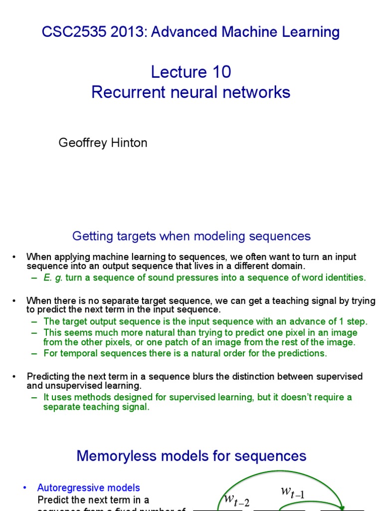 Recurrent Neural Networks Overview | PDF | Artificial Neural Network ...