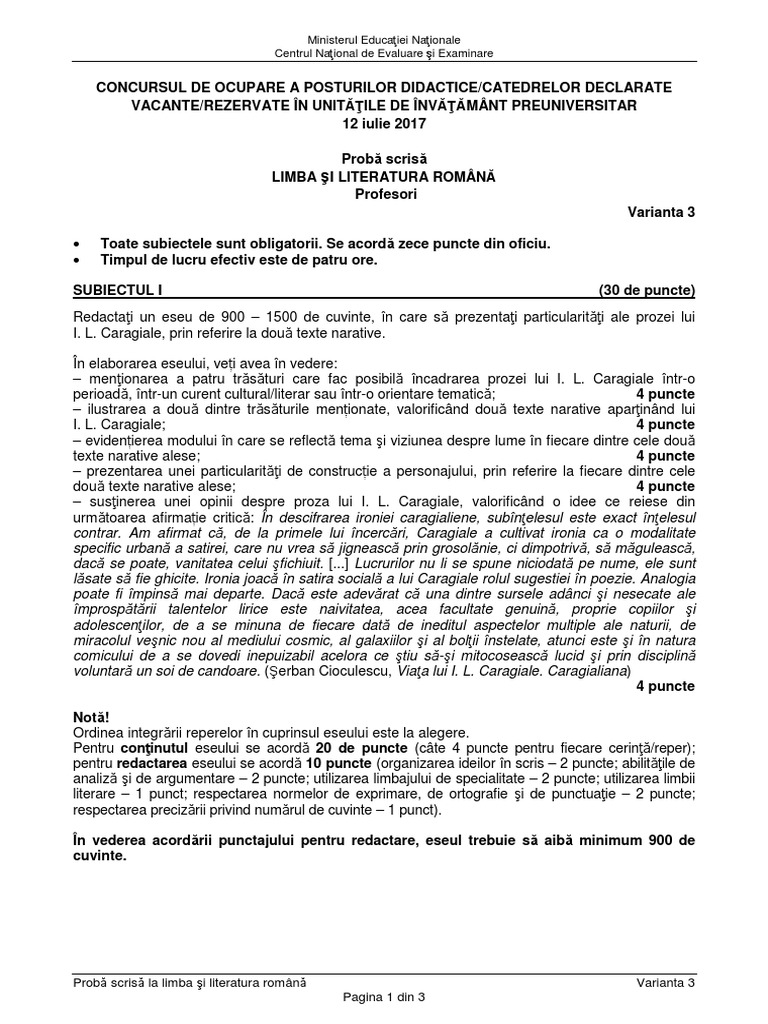 Incurcat De Incredere Bucluc Titularizare 2017 Subiecte Limba Romana Midorinoki Net