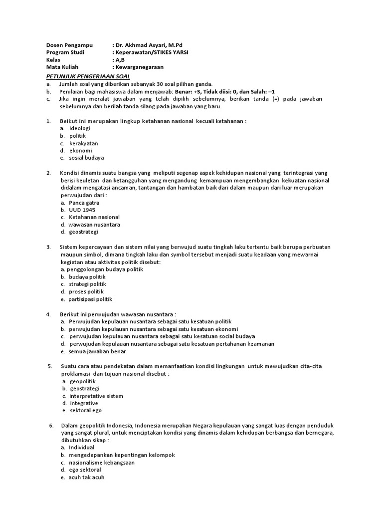 Contoh Soal Politik Dan Strategi Nasional Contoh Soal Terbaru