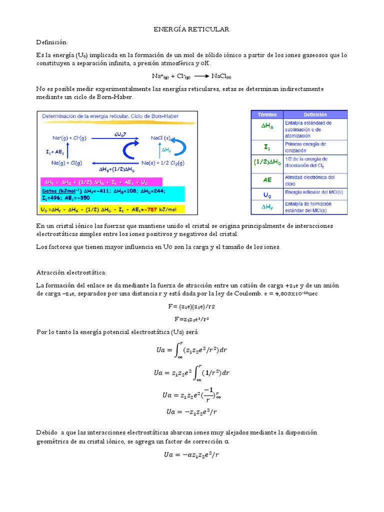 Energía Reticular | PDF | Ion | Fases de la materia