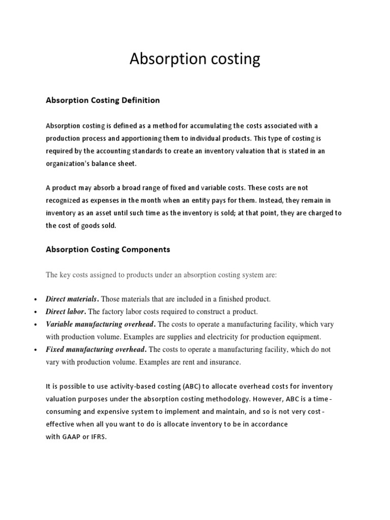 Understanding Absorption Costing | PDF | Inventory | Cost Accounting