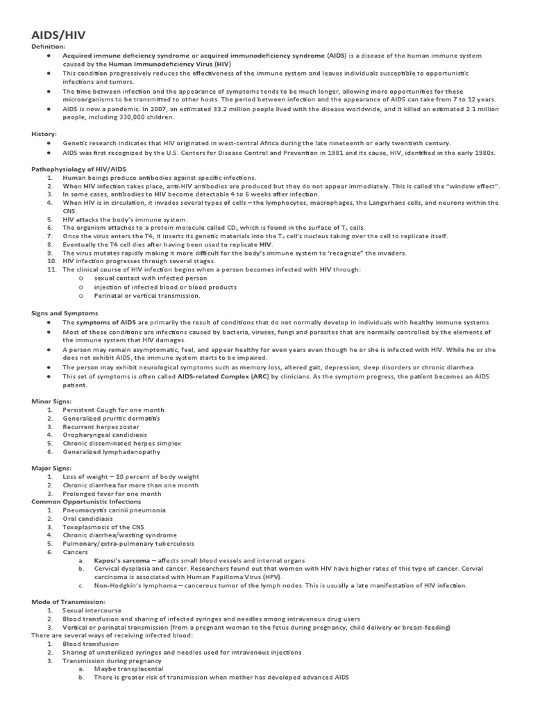 HIV With Pathophysiology | Download Free PDF | Hiv/Aids | Lentiviruses