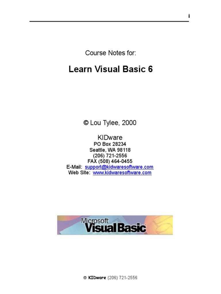 Learn Visual Basic 6: Course Notes For | PDF | Basic | Debugging
