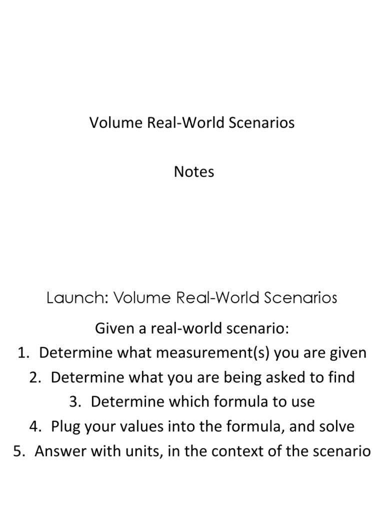 Volume Calculation Scenarios Guide | PDF | Wellness