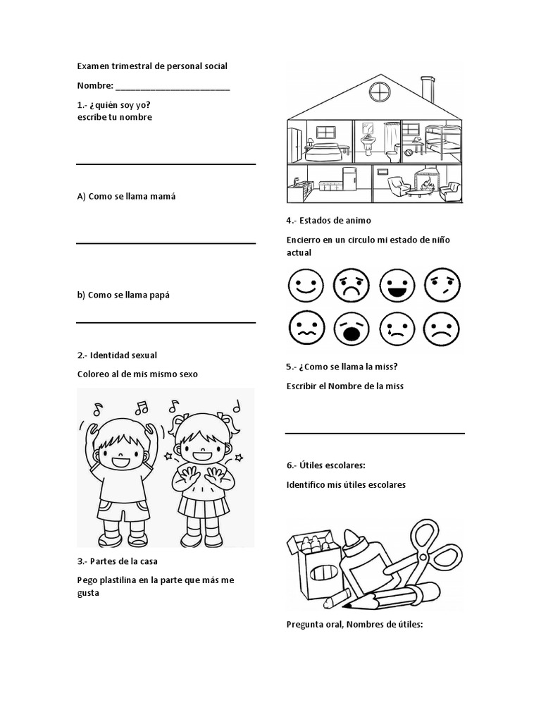 Examen Trimestral de Personal Social | PDF | Artes del Lenguaje y ...