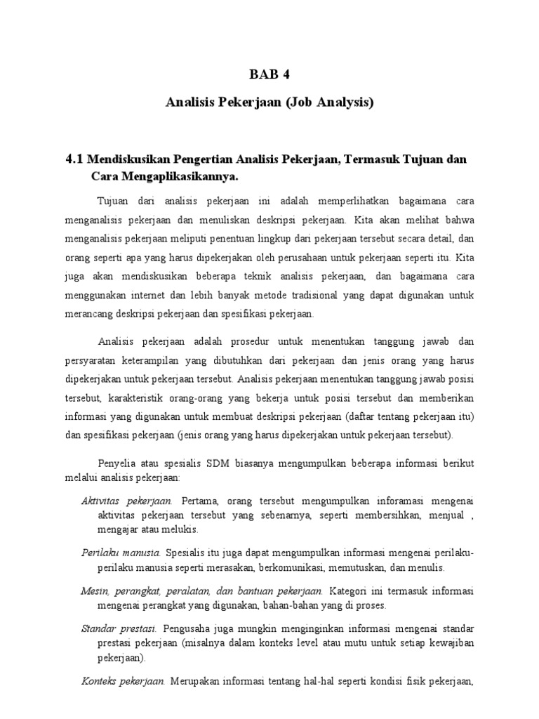 Analisis Pekerjaan (Job Analysis)