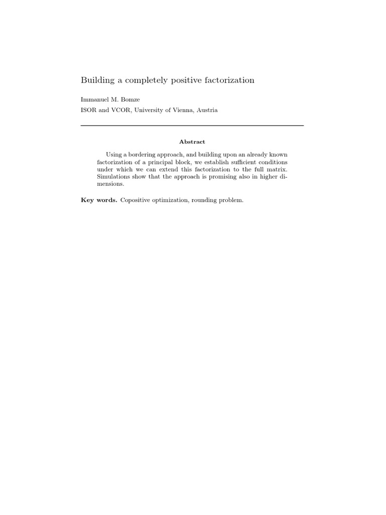 Building A Completely Positive Factorization | PDF | Matrix ...