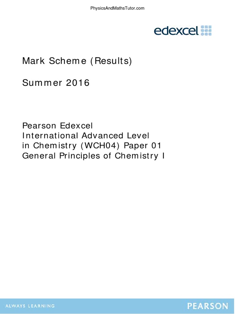 June 2016 (IAL) MS - Unit 4 Edexcel Chemistry PDF | PDF | Molecules ...