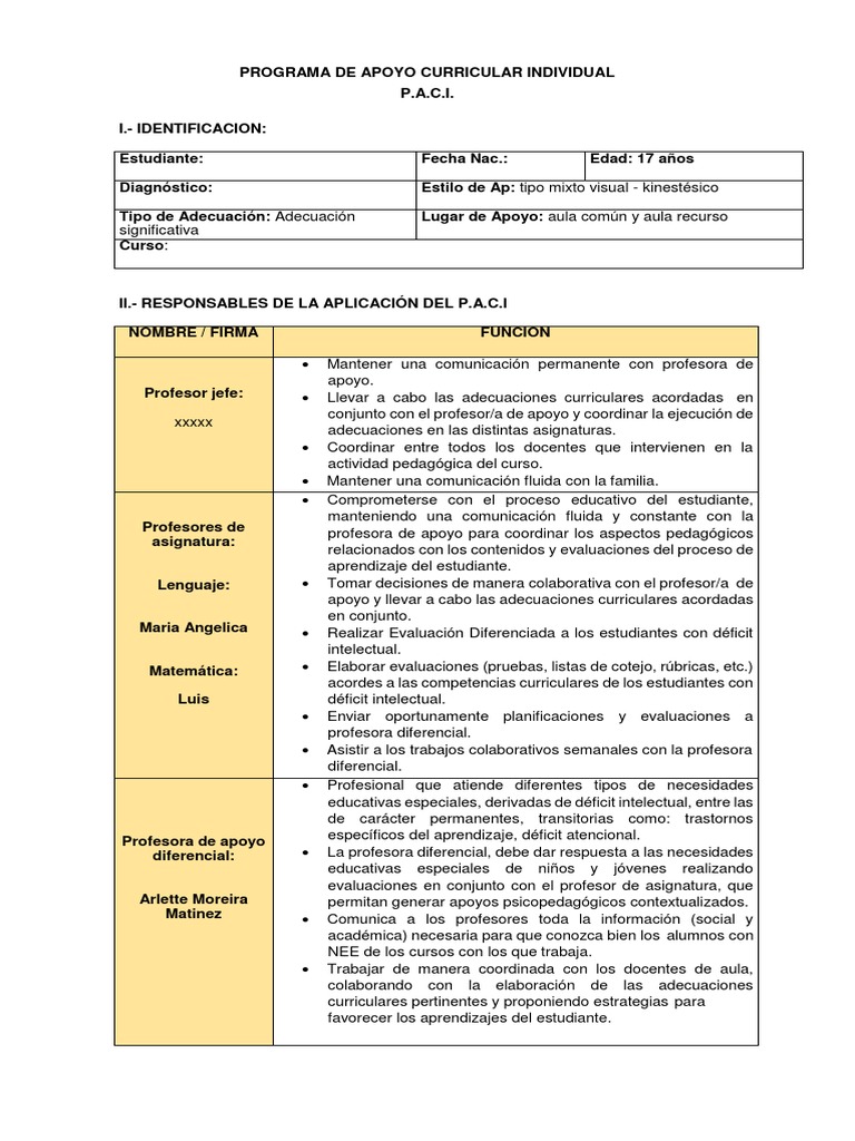 Modelo PACI | PDF | Maestros | Salón de clases