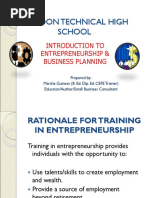 Dunoon Technical High School: Introduction To Entrepreneurship & Business Planning