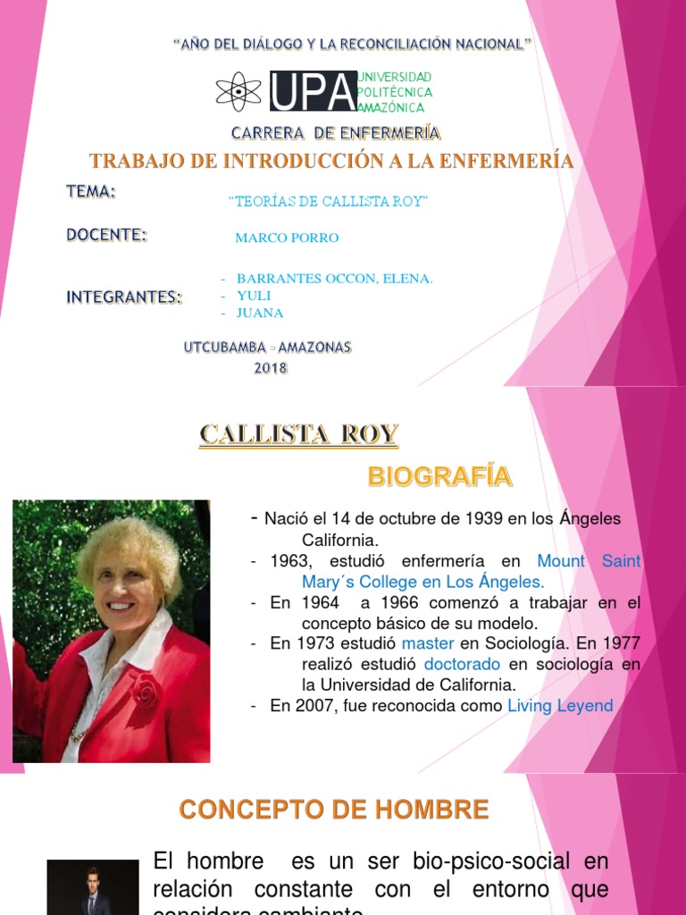 Diapositivas de Callista Roy Enfermería Adaptación