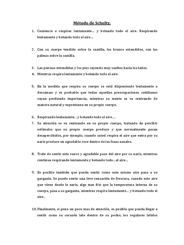 Técnica de Relajación Schultz | PDF | Naturaleza