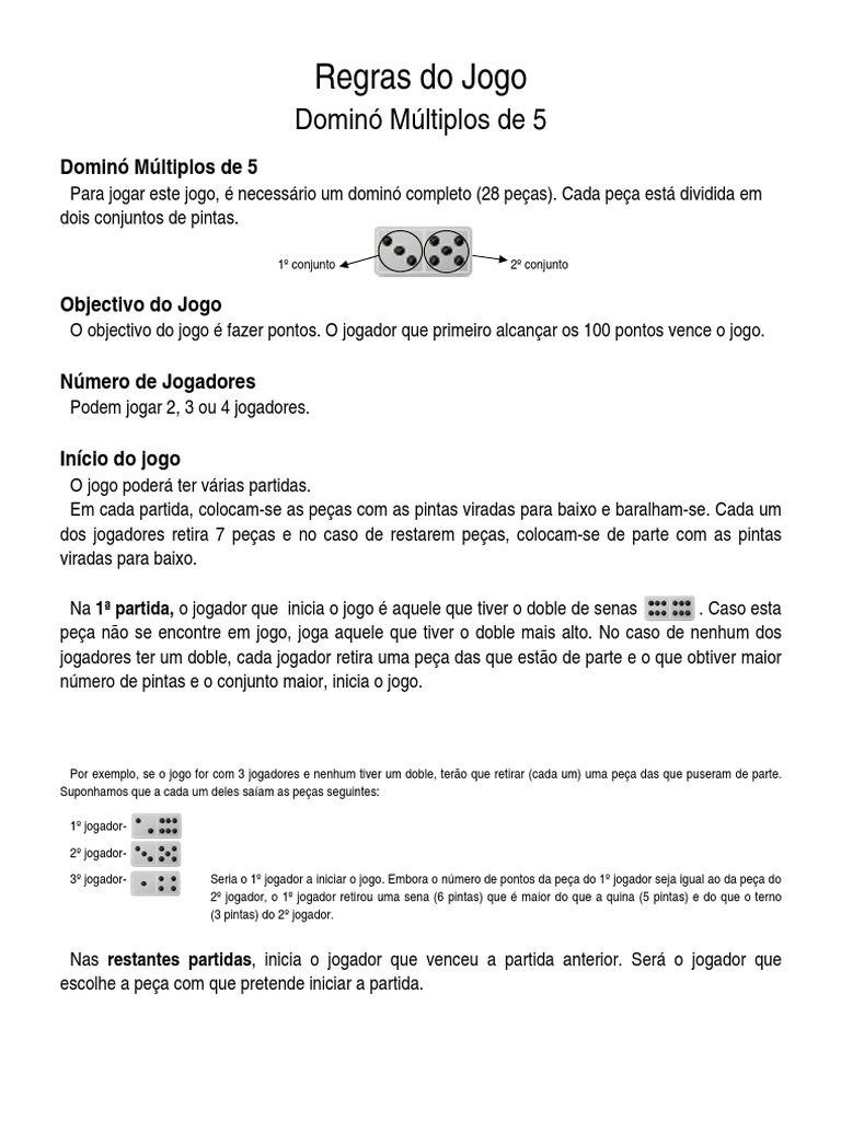 PDF) Jogo Dominó Pontos de vista (cartas e regras)