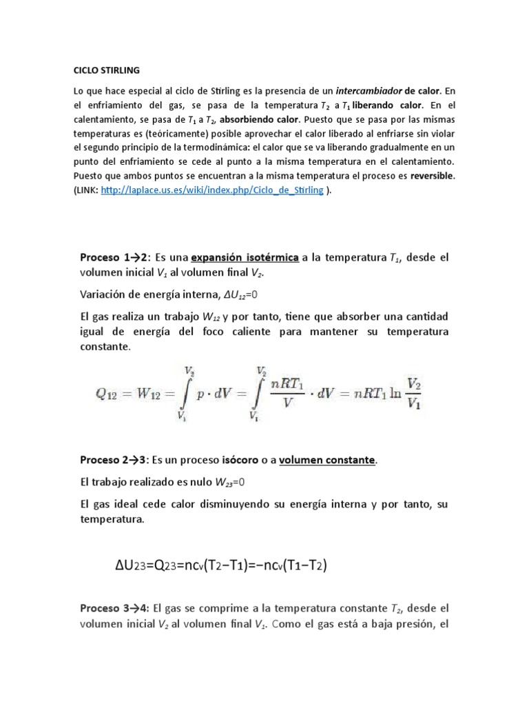 CICLO Stirling | PDF | Ciencias fisicas | Mecánica de Medios Continuos