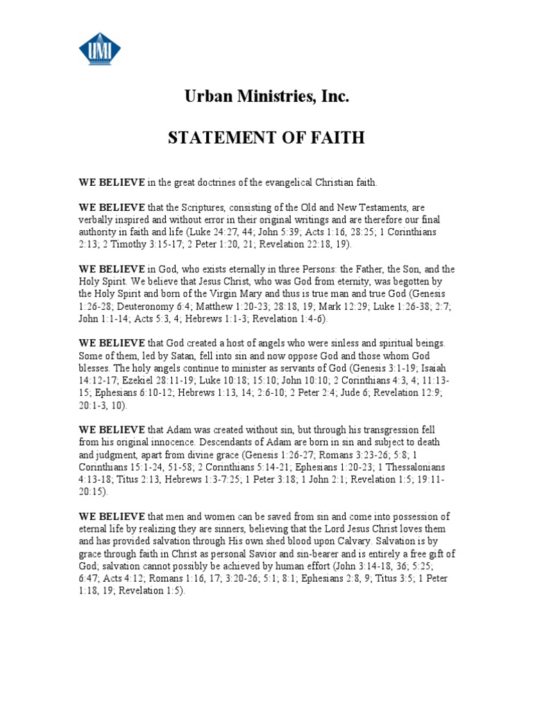 personal statements of faith