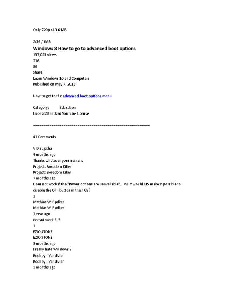 Accessing Advanced Boot Options in Windows 8 | PDF | Booting | Windows 8