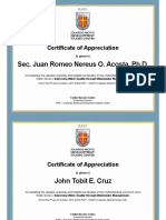 Sec. Juan Romeo Nereus O. Acosta, PH.D.: Certificate of Appreciation