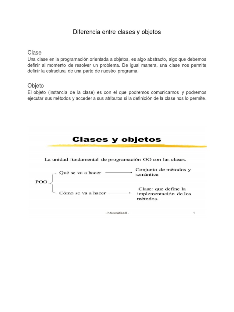 Diferencia Entre Clases y Objetos | PDF
