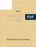 Array: Introduction To Array (1-D Array) 2-D Array Sorting