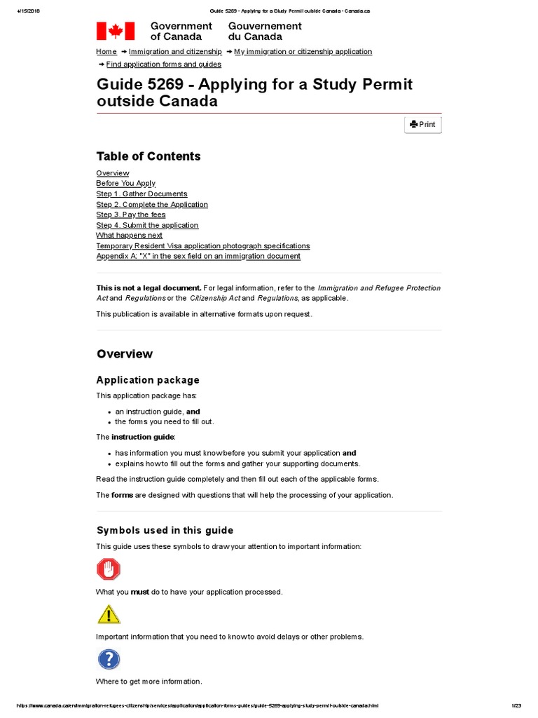 Study Permit Application Guide Outside Canada | PDF | Notary Public ...