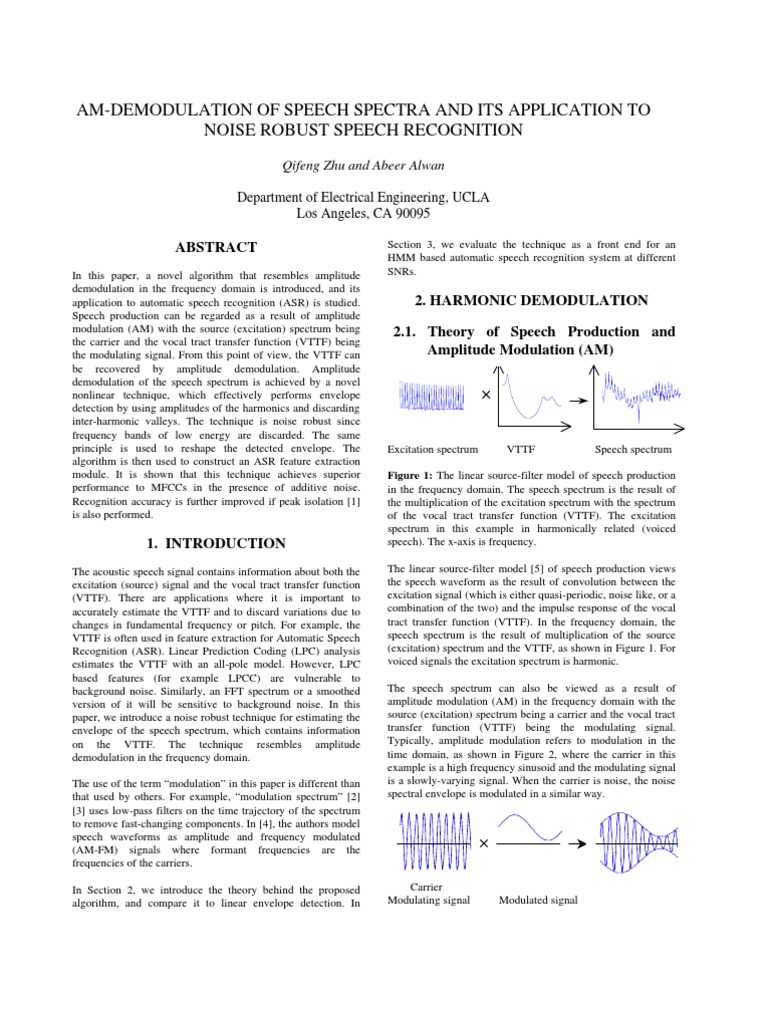 Am-Demodulation of Speech Spectra and Its Application To Noise Robust ...