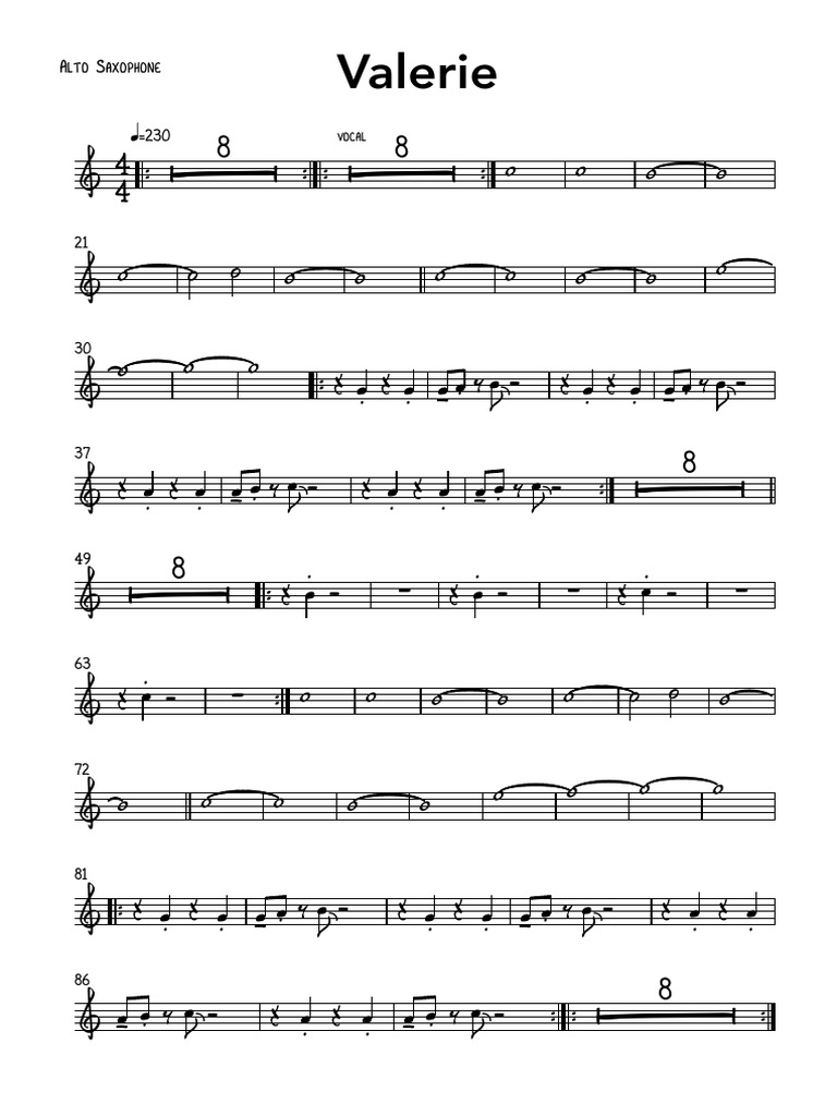 Valerie Eb ALTO PDF Woodwind Instruments Saxophone
