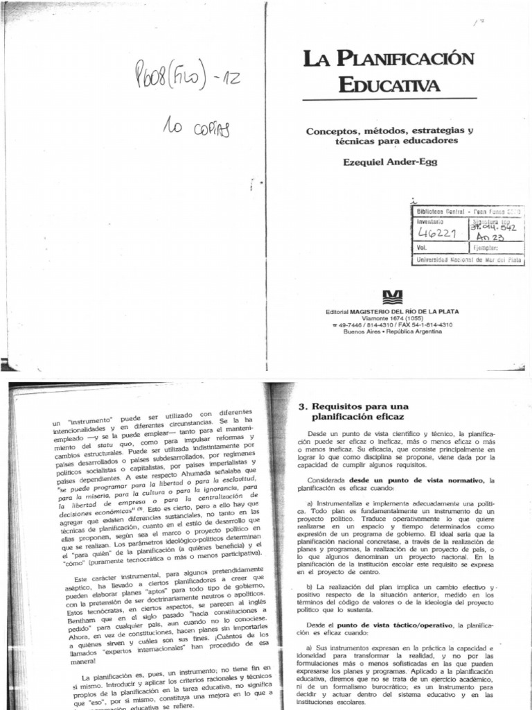 La Planificación Educativa Ezequiel Ander-Egg PDF | PDF