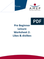 Pre Beginner Leisure - Worksheet 2 