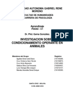 Investigacion Sobre Condicionamiento Operante en Organismo Animal