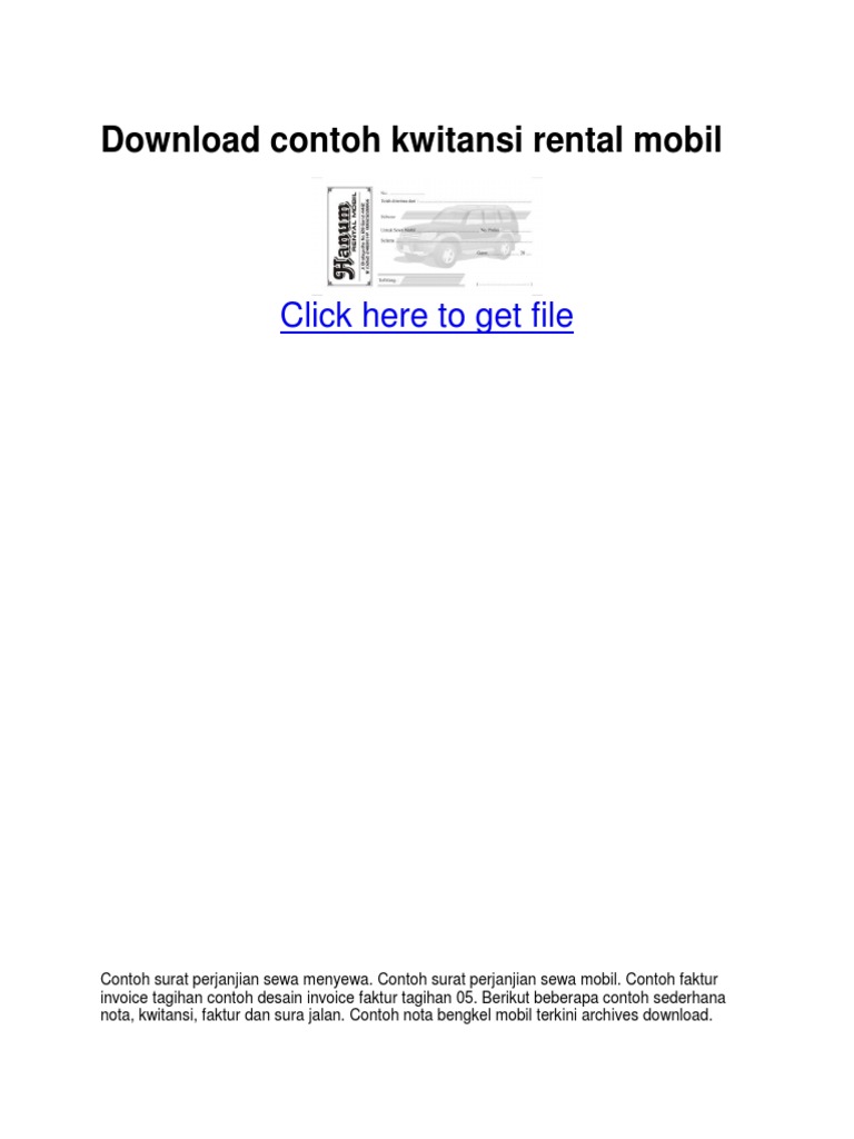 Contoh Kwitansi Rental Mobil Penumpsng